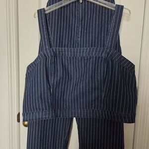 Forever 21 Blue and White Striped Jumpsuit